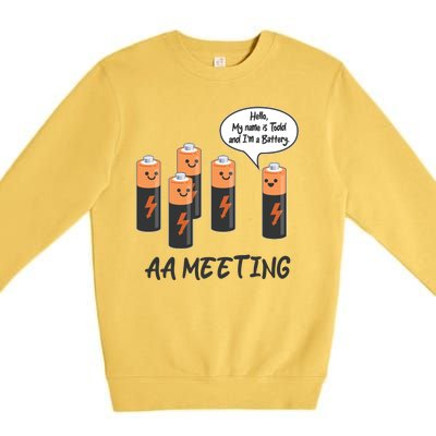 Funny AA Meeting AA Batteries Premium Crewneck Sweatshirt