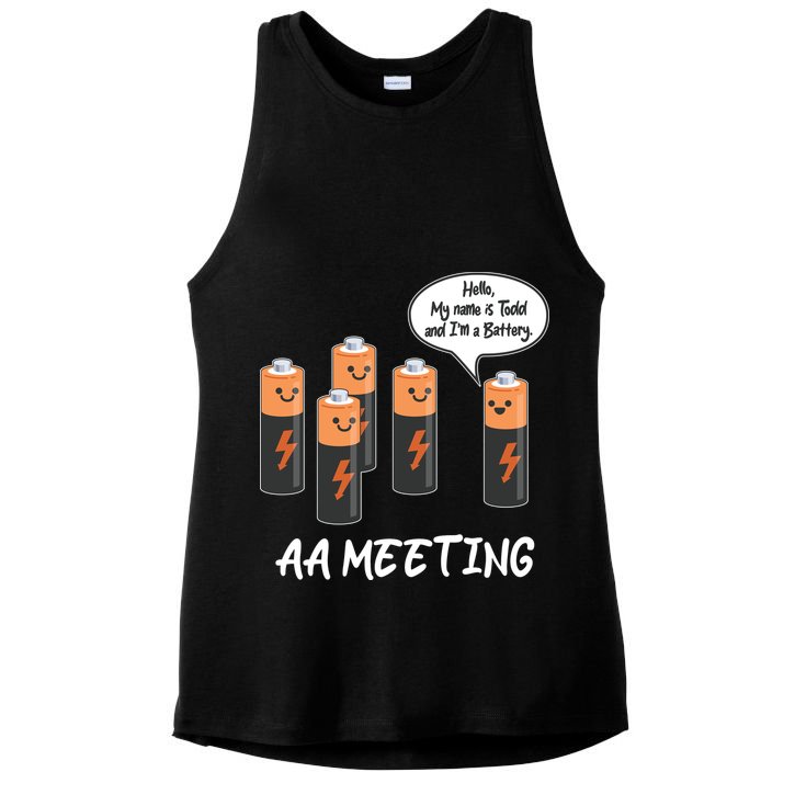 Funny AA Meeting AA Batteries Ladies PosiCharge Tri-Blend Wicking Tank