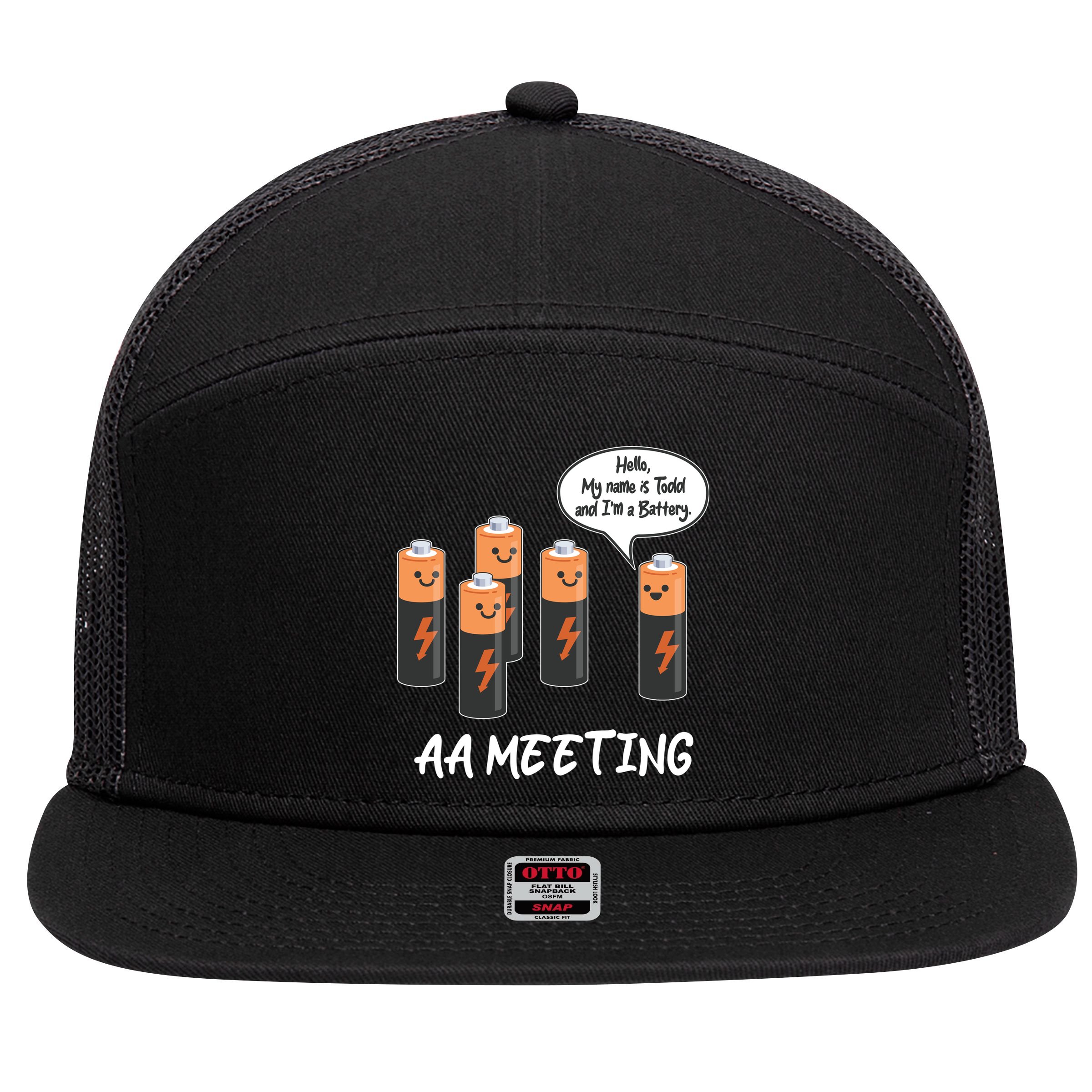 Funny AA Meeting AA Batteries 7 Panel Mesh Trucker Snapback Hat