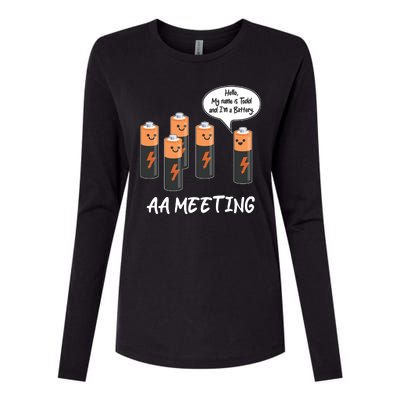 Funny AA Meeting AA Batteries Womens Cotton Relaxed Long Sleeve T-Shirt