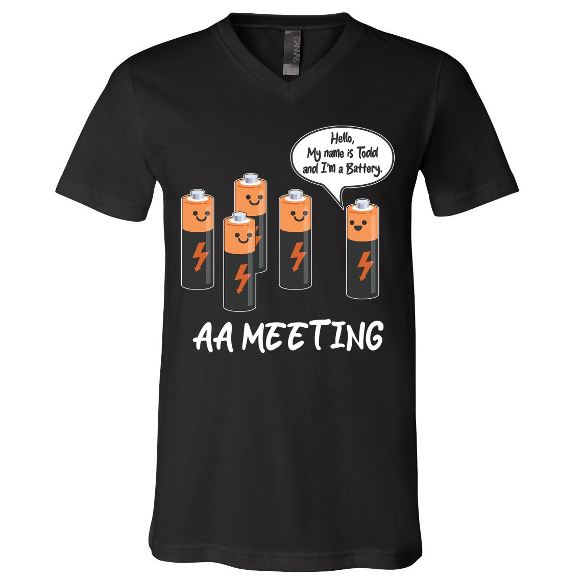 Funny AA Meeting AA Batteries V-Neck T-Shirt