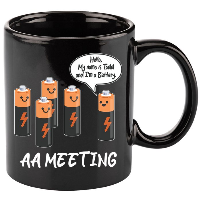 Funny AA Meeting AA Batteries 11oz C Handle Ceramic Mug