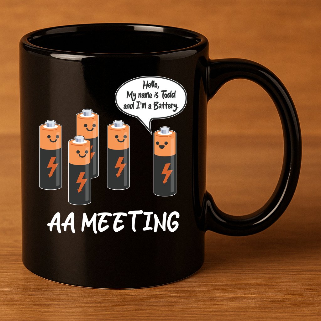Funny AA Meeting AA Batteries 11oz C Handle Ceramic Mug