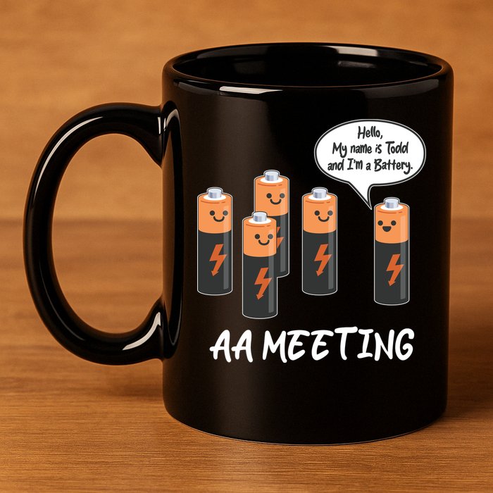 Funny AA Meeting AA Batteries 11oz C Handle Ceramic Mug