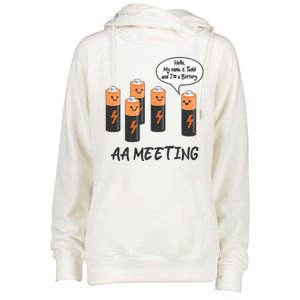 Funny AA Meeting AA Batteries Womens Funnel Neck Pullover Hood