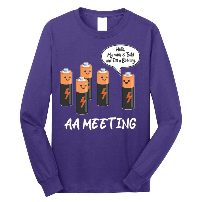 Funny AA Meeting AA Batteries Long Sleeve Shirt