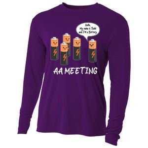 Funny AA Meeting AA Batteries Cooling Performance Long Sleeve Crew