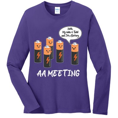 Funny AA Meeting AA Batteries Ladies Long Sleeve Shirt