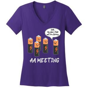 Funny AA Meeting AA Batteries Women's V-Neck T-Shirt