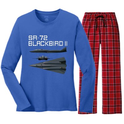 Fun American Military Aviation Sr72 Blackbird Ii In Action. Women's Long Sleeve Flannel Pajama Set 