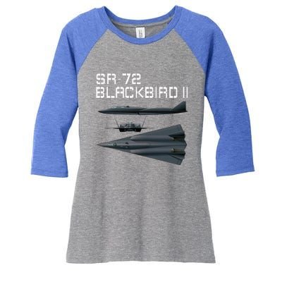 Fun American Military Aviation Sr72 Blackbird Ii In Action. Women's Tri-Blend 3/4-Sleeve Raglan Shirt