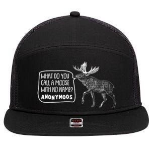 Funny Anonumoos Moose Joke Dad Joke 7 Panel Mesh Trucker Snapback Hat