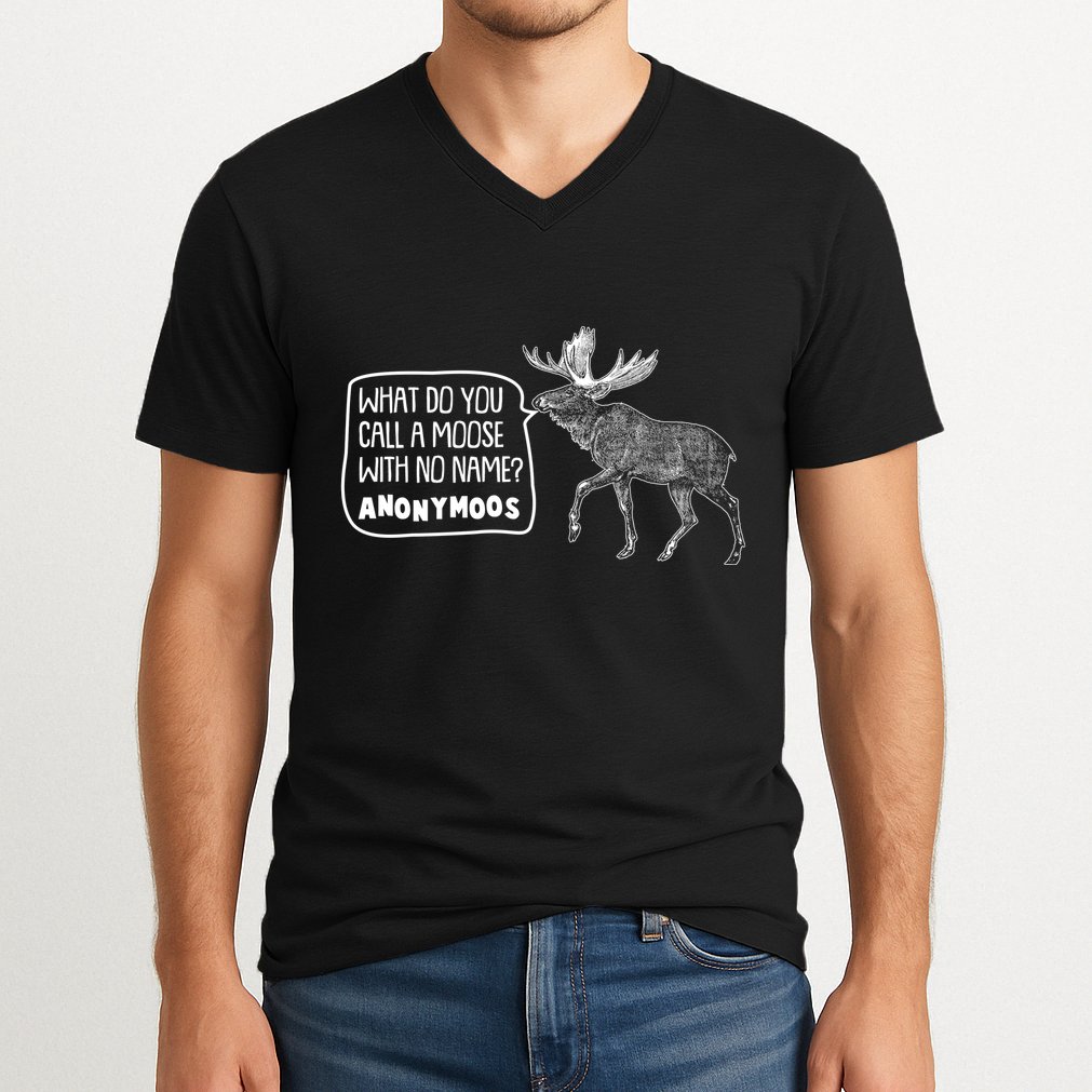 Funny Anonumoos Moose Joke Dad Joke V-Neck T-Shirt