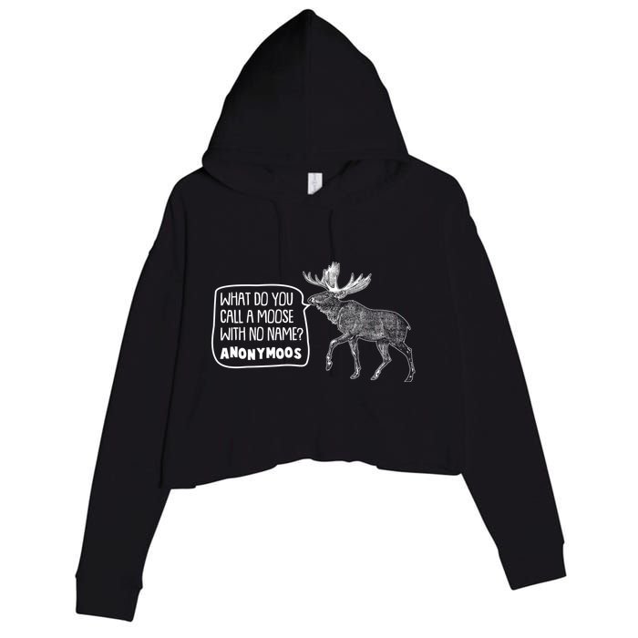 Funny Anonumoos Moose Joke Dad Joke Crop Fleece Hoodie