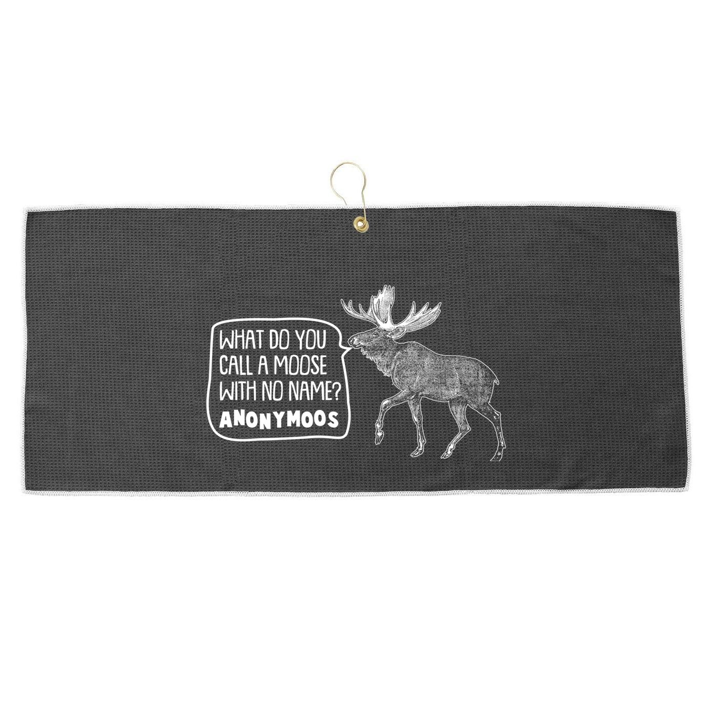 Funny Anonumoos Moose Joke Dad Joke Large Microfiber Waffle Golf Towel