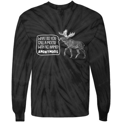 Funny Anonumoos Moose Joke Dad Joke Tie-Dye Long Sleeve Shirt
