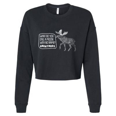 Funny Anonumoos Moose Joke Dad Joke Cropped Pullover Crew