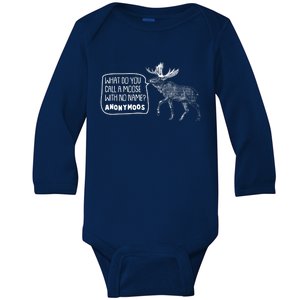 Funny Anonumoos Moose Joke Dad Joke Baby Long Sleeve Bodysuit