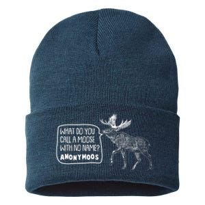 Funny Anonumoos Moose Joke Dad Joke Sustainable Knit Beanie