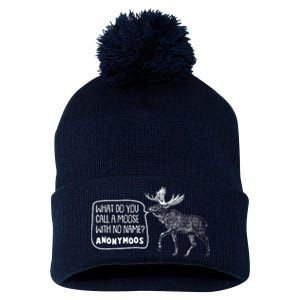 Funny Anonumoos Moose Joke Dad Joke Pom Pom 12in Knit Beanie