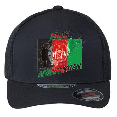 Free Afghanistan Map Distressed Flag Flexfit Unipanel Trucker Cap