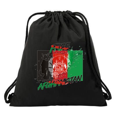 Free Afghanistan Map Distressed Flag Drawstring Bag