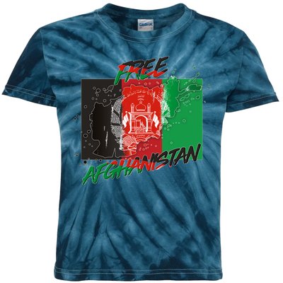 Free Afghanistan Map Distressed Flag Kids Tie-Dye T-Shirt