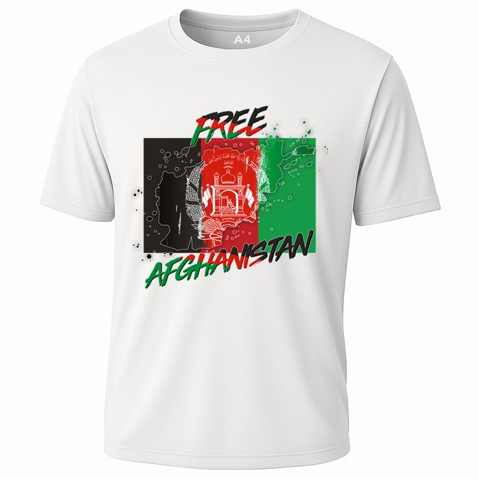 Free Afghanistan Map Distressed Flag Cooling Performance Crew T-Shirt