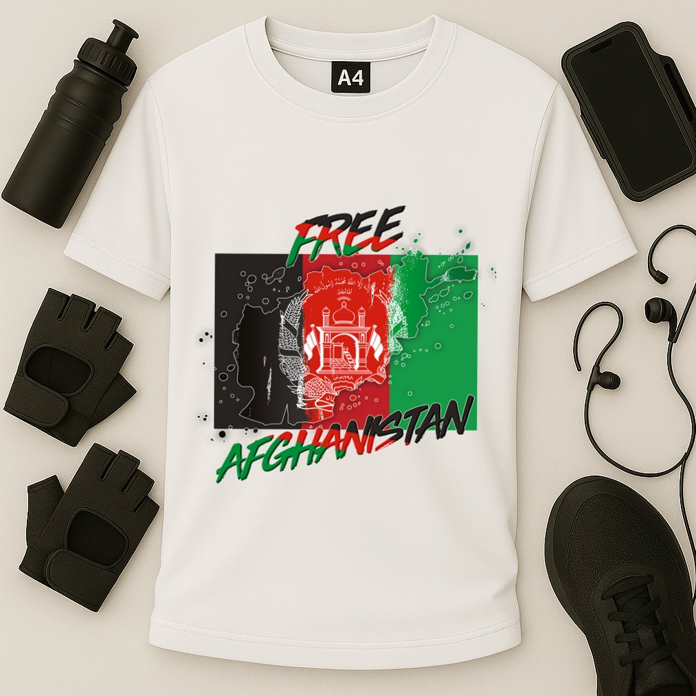 Free Afghanistan Map Distressed Flag Cooling Performance Crew T-Shirt