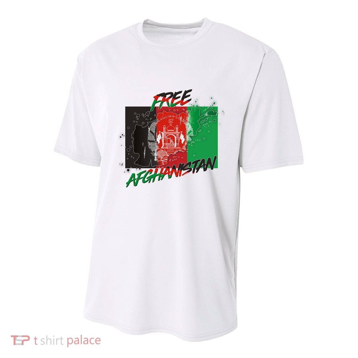 Free Afghanistan Map Distressed Flag Youth Performance Sprint T-Shirt