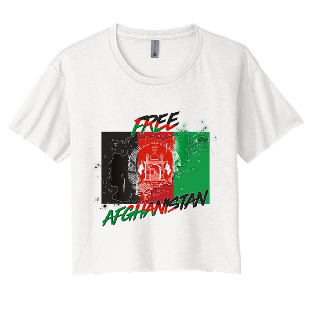 Free Afghanistan Map Distressed Flag Crop Top