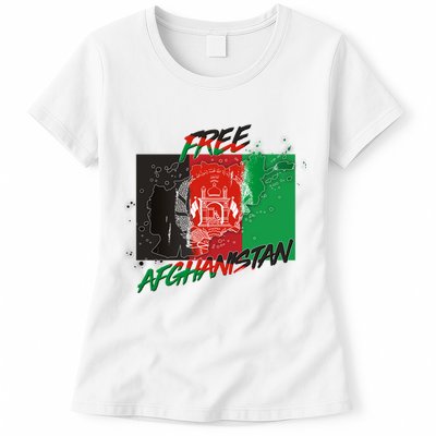 Free Afghanistan Map Distressed Flag Womens T-Shirt