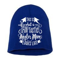 Fintastic Angler Mom Fishing Fisher Fisher Mother Great Gift Short Acrylic Beanie