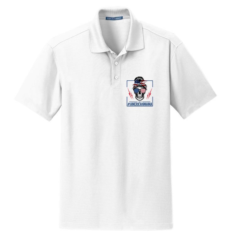 Funny American Mama Patriotic Rocker Skull Mom Gift Dry Zone Grid Polo