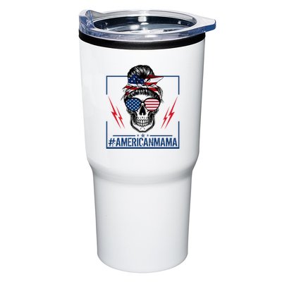 Funny American Mama Patriotic Rocker Skull Mom Gift Tumbler