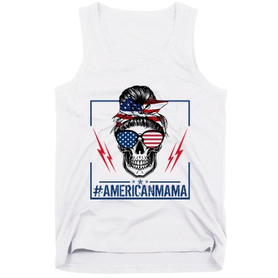 Funny American Mama Patriotic Rocker Skull Mom Gift Tank Top