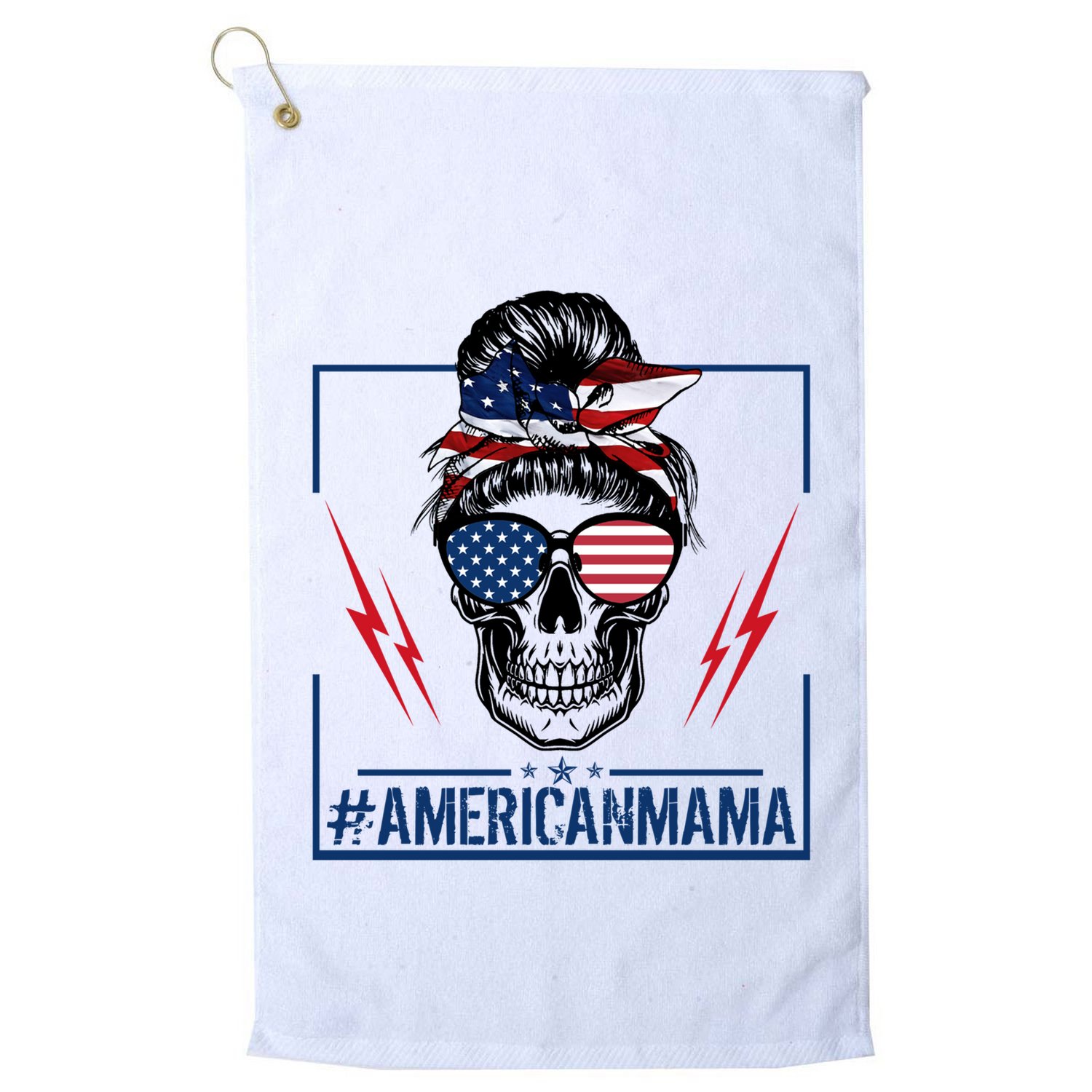 Funny American Mama Patriotic Rocker Skull Mom Gift Golf Towel