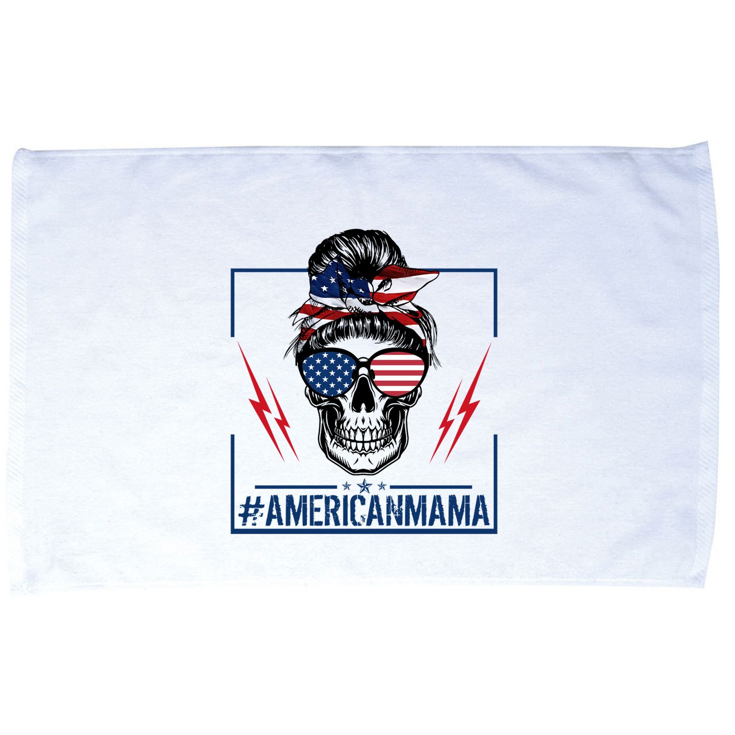 Funny American Mama Patriotic Rocker Skull Mom Gift Microfiber Hand Towel
