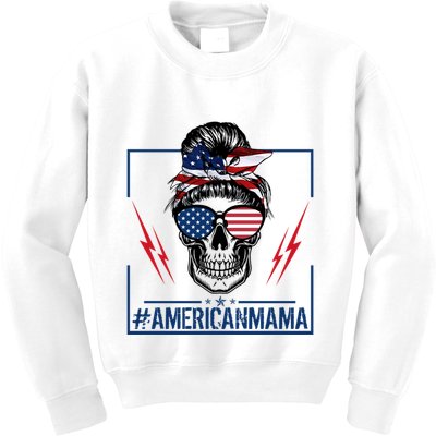 Funny American Mama Patriotic Rocker Skull Mom Gift Kids Sweatshirt