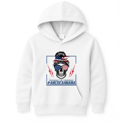 Funny American Mama Patriotic Rocker Skull Mom Gift Kids Hoodie