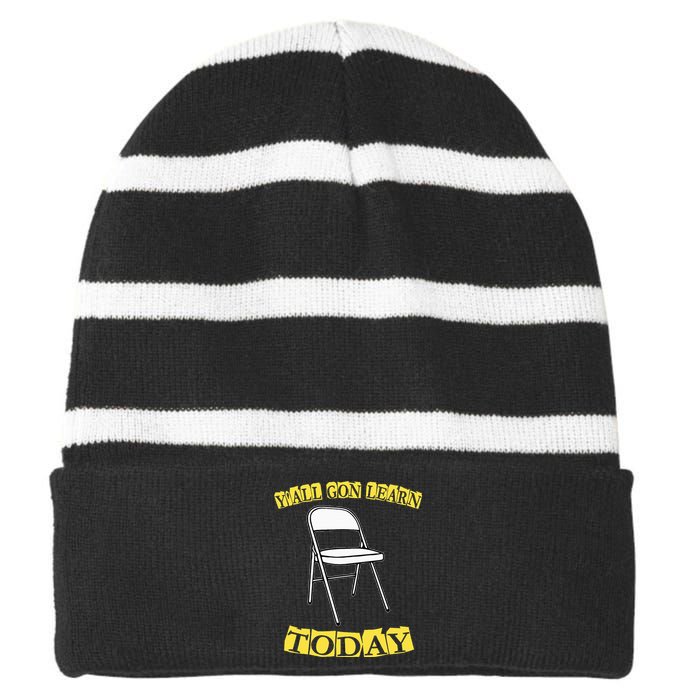 Funny Alabama Meme Video Viral Boat Brawl Folding Chair Striped Beanie with Solid Band