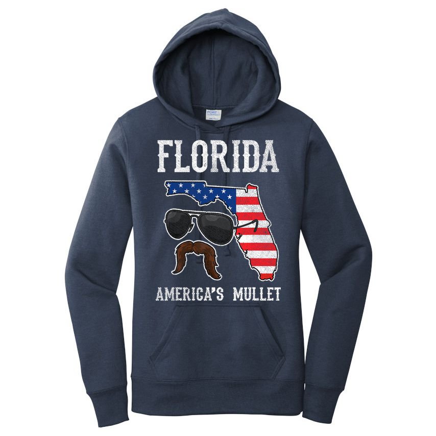 Florida America's Mullet Funny Patriotic American Flag Women's Pullover Hoodie