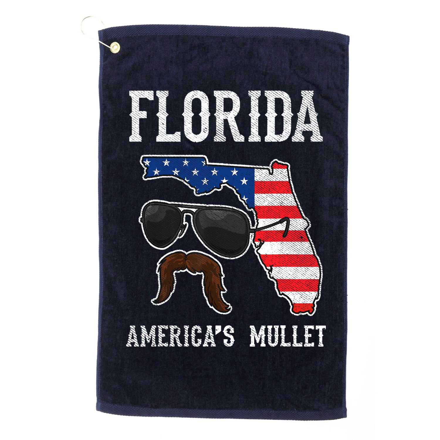 Florida America's Mullet Funny Patriotic American Flag Golf Towel