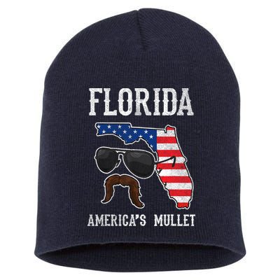 Florida America's Mullet Funny Patriotic American Flag Short Acrylic Beanie
