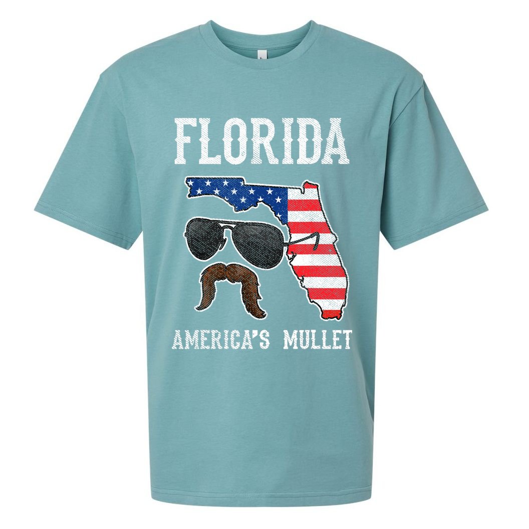 Florida America's Mullet Funny Patriotic American Flag Sueded Cloud Jersey T-Shirt