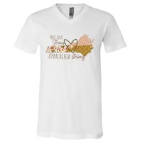 Floral Appalachian Map Not Just Strong Appalachian Pride V-Neck T-Shirt