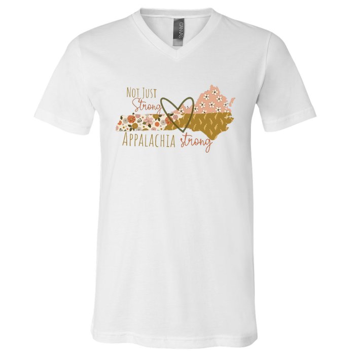 Floral Appalachian Map Not Just Strong Appalachian Pride V-Neck T-Shirt