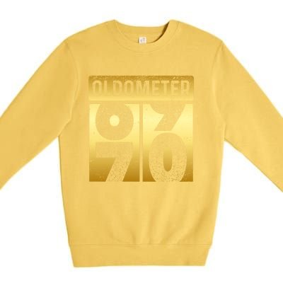 Funny Auto Mechanic Birthday 70th Turning 70 Golden Odometer Great Gift Premium Crewneck Sweatshirt