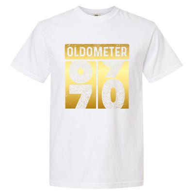 Funny Auto Mechanic Birthday 70th Turning 70 Golden Odometer Great Gift Garment-Dyed Heavyweight T-Shirt