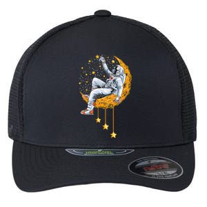 Funny Astronaut Moon Planets Colorful Space Graphic Flexfit Unipanel Trucker Cap